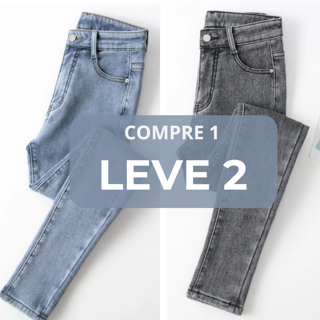 CALÇA JEANS PELUCIADA COM ELASTANO COMPRE 1 LEVE2